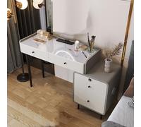 Modern Vanity Table Set With Smart Led Touch Control Mirror Spacious Storage Soft Makeup Stool Large Drawers All Wood Frame Ideal Vanity Desk For Bedroom And Small Spaces Orange,Grey,A_47.2IN