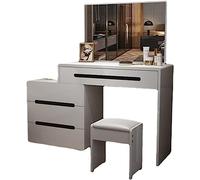 Modern Vanity Table with Mirror and LED Light, Makeup Desk for Bedroom, Stylish Dressing Table, 31.4 Inch White Cosmetic Table, Elegant Makeup Station for Women