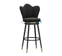 Modern Velvet Bar Stools Set of 1 25.6" Swivel High Back Cushioned Chairs for Kitchen Island Dining Room Patio - Stylish Black Design