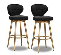Modern Velvet Bar Stools with Backrest & FootrestSet of 2 75cm Counter Height Kitchen & Home Bar Seating Stylish Black Upholstery