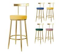 Modern Velvet Barstool with Backrest & Metal Legs Stylish Round Dining Chair for Kitchen Counter Comfortable Breakfast Stool Home Bar Seating 1 Piece