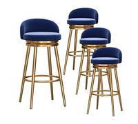 Modern Velvet Counter Height Stools - Set of 4 Swivel Barstools with Black Metal Legs for Kitchen & Home Bar - Stylish 25.6" Height Black Upholstered Seating