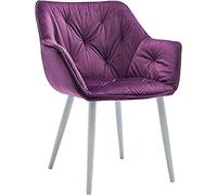 Modern Velvet Dining Chair with Metal Legs High Back Padded Armchair for Living Room Kitchen Bedroom Stylish Color 1 Piece (Purple & White Feet)