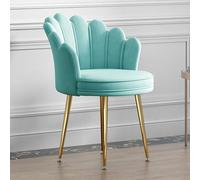 Modern Velvet Dining Chair with Petal Back Stylish Office Stool Leisure Armchair with Metal Legs 47cm Seat Height Blue Toad Chair for Home & Office