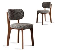 Modern Velvet Dining Chairs Set of 2, Thick Flannel Fabric, Integrated Sponge Cushion, Wooden Armless Kitchen & Dining Chairs, Walnut & Gray, Stylish Home Decor