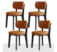 Modern Velvet Dining Chairs Set of 2Thick Flannel Fabric Integrated Sponge Cushion Armless Design Stylish Walnut & Red for Kitchen & Dining Room