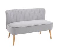 Modern Velvet Double Seat Sofa w/ Wood Frame Foam Padding High Back Soft Comfortable Compact Couch Grey