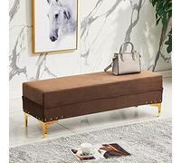 Modern Velvet Ottoman Bench Chic Footrest for Living Room & Entryway Stylish End of Bed Storage Stool Brown 31"x16"x16" Versatile Shoe Changing Bench