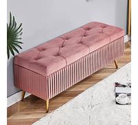 Modern Velvet Ottoman Bench - Upholstered Footrest with Gold Metal Legs - Spacious Button-Tufted Design - Ideal for Living Room Bedroom Entryway or Bed End