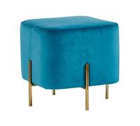 Modern Velvet Ottoman - Square Upholstered Foot Stool with Stylish Legs Versatile Foot Rest & Extra Seating for Living Room & Bedroom - Lake Blue 45x43cm (18x17inch)