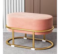 Modern Velvet Ottoman Vanity Stool with Gold Legs Cozy Upholstered Makeup Chair for Bedroom or Living Room Stylish Small Foot Rest Elegant Home Decor