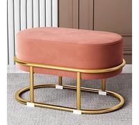 Modern Velvet Ottoman Vanity Stool With Gold Metal Legs Upholstered Foot Rest And Makeup Chair For Living Room And Home Decor.(H-Small)