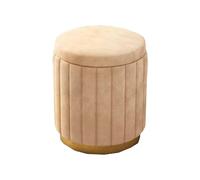 Modern Velvet Round Ottoman Stool Luxury Upholstered Storage Footstool for Bedroom Vanity Padded Seat for Home Décor Stylish Shoe Changing Stool