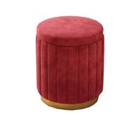 Modern Velvet Round Ottoman Stool Upholstered Makeup Vanity Seat with Storage Luxury Home Décor Padded Footstool for Bedroom Shoe Changing Seat