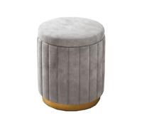 Modern Velvet Round Stool - Upholstered Makeup Vanity Seat, Luxury Home Decor with Storage, Padded Footrest for Bedroom, Stylish Shoe Changing Stool