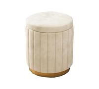 Modern Velvet Round Stool - Upholstered Storage Pouf, Luxury Home Decor, Padded Vanity Seat for Bedroom, Stylish Shoe Changing Stool, Multifunctional Accent Furniture.