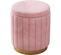 Modern Velvet Round Storage Ottoman with Removable Lid Stylish Foot Stool & Vanity Chair for Living Room & Bedroom 43cm Mushroom Style Design