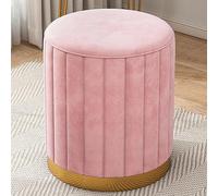 Modern Velvet Round Storage Ottoman With Removable Lid Stylish Mushroom Stool Foot Stools Storage Ottoman Vanity Chair For Living Room Bedroom Makeup Room,Pink,basic