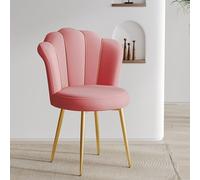 Modern Velvet Seashell Chair with Gold Legs Stylish Pink Armchair for Living Room & Bedroom Soft Padded Seat Elegant Design Classic Comfort