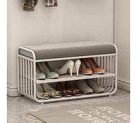 Modern Velvet Shoe Bench with 11-LevelMetal Frame Ottoman for Entryway Living Room Bedroom Stylish End-of-Bed Storage Solution Space-Saving Design