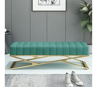 Modern Velvet Shoe Storage Bench Ottoman - Luxury Tufted Entryway Bench with X-Shaped Metal Base, Plush Accent Seating for Bedroom & Living Room Decor