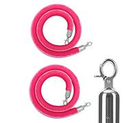 Modern Velvet Stanchion Rope Set 2-Piece 4.6ft Queue Barrier with Silver Hooks Elegant Crowd Control Cord for Restaurant Theater Event and Wedding Use