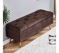 Modern Velvet Storage Bench Ottoman,upholstered Footrest Ottoman With Gold Metal Legs,button-tufted Ottoman With Storage,end Of Bed Bench Entryway Bench For Living Room Bedroom ( Color : Coffee , Size