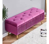 Modern Velvet Storage Bench Ottoman,upholstered Footrest Ottoman With Gold Metal Legs,button-tufted Ottoman With Storage,end Of Bed Bench Entryway Bench For Living Room Bedroom ( Color : Purple , Size