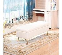 Modern Velvet Storage Bench Plush Tufted Ottoman for Entryway & Living Room Stylish Rectangular Footstool End of Bed Settee White 24"x16"x17"