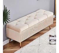 Modern Velvet Storage Bench, Upholstered Footrest With Gold Metal Legs, Button-tufted Ottoman With Storage, End Of Bed Bench, Entryway Bench For Living Room, Bedroom (Color: Beige, Size)