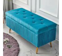 Modern Velvet Storage Ottoman Bench - Stylish Upholstered Footstool with Button-Tufted Design 39.4" Entryway Seat & Living Room Storage Chic Multifunctional Furniture for Small Spaces Home Dec...