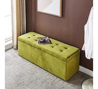 Modern Velvet Storage Ottoman Bench Upholstered End of Bed Seating with Premium Storage Comfortable Footrest for Living Room Entryway Stylish Shoe Bench,Light Green-100x40x40cm(39x16x16inch)