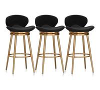 Modern Velvet Swivel Bar Stool - Counter Height Dining Chair for Kitchen Island Cafe Bar & Dining Room - Upholstered in Black 29.5" High 1 Piece