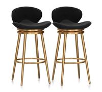 Modern Velvet Swivel Bar Stools - Upholstered Counter Height Dining Chairs for Kitchen Island Cafe Bar Dining Room - Black 29.5'' H 1 Piece