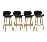 Modern Velvet Swivel Bar Stools - Upholstered Counter Height Dining Chairs for Kitchen Island Cafe & Bar Stylish Black 29.5" H 1 Piece