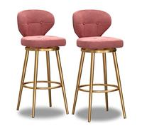 Modern Velvet Swivel Barstools Set of 2 with Back and Gold Base Stylish Kitchen Island Chairs for Home Bistro Coffee Shop Pink Upholstered Bar Chairs