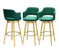 Modern Velvet Swivel Counter Height Bar Stools Set of 3 with Backrest Comfortable Kitchen/Dining Chairs d e Green Upholstery Perfect for Home Island
