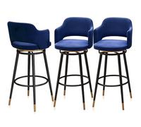 Modern Velvet Swivel Counter Height Bar Stools, Upholstered Chairs with Metal Base, Comfortable Seating for Home Kitchen or Pub, Set of 2