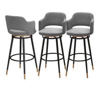 Modern Velvet Swivel Counter Height Bar Stools, Upholstered Chairs with Metal Base, Comfortable Seating for Home Kitchen or Pub, Set of 2