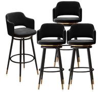 Modern Velvet Swivel Counter Height Bar Stools, Upholstered Chairs with Metal Base, Comfortable Seating for Home Kitchen or Pub, Set of 2