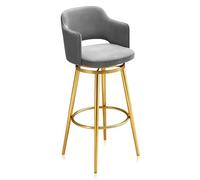 Modern Velvet Swivel Counter StoolUpholsterBar Chair with Metal Legs Hollow Back Design Ideal for Kitchen Island or Breakfast Nook ailable in Grey (65) Set of 1/2/3/4