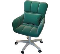 Modern Velvet Swivel Office Chair - Adjustable Height, 360° Wheels, White Base - Stylish Green Accent for Home Office, Bedroom, Vanity & Desk Use