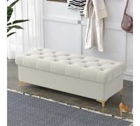 Modern Velvet Upholstered Button TufteStoraBench Stylish Footrest Stool & Shoe Rack with Legs Ideal for Home Hotel or Retail Spaces120x40x40 cm