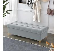Modern Velvet Upholstered Sto Bench with d Legs, Button Tufted Accent Stool & Shoe Rack, Slish Footrest for Home, Hotel, & Clothing Store - 60x40x40 cm