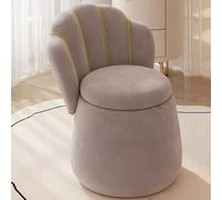 Modern Velvet Upholstered Storage Vanity Stool with Back Support - Stylish Makeup Chair for Women - Multifunctional Soft Seat for Dressing Room Bedroom and Bathroom