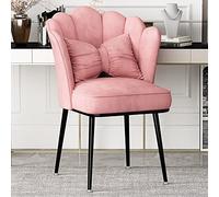 Modern Velvet Vanity Chair for Home Office & Makeup Cute Upholstered Accent Chair without Wheels for Bedroom Living Room Kitchen Pink (22x25x18 inch)
