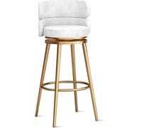 Modern Velvet White Bar Stools Set of 1/2/3/4 with Back, Metal Frame, Swivel Upholstered Seat, and Footrest Counter Height 29 5'' Gold Leg Stylish and Comfortable Seating for Kitchen or Bar