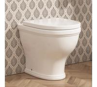 Modern Venice Back to Wall Rimless Toilet Pan Short Projection Gloss White Ceramic Round Shape with Soft Close Seat