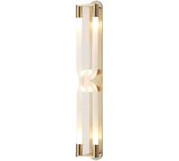 Modern Vertical Wall Sconce Brass Light Fixture with Interlocking Frosted Acrylic Tubes d Finish Contemporary Art Deco Mounted Lamp for Bedroom Living Room Hallway Interior Ambient Decor