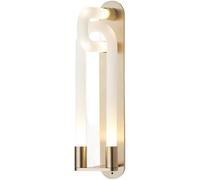 Modern Vertical Wall Sconce Brass Light Fixture with Interlocking Frosted Acrylic Tubes d Finish Contemporary Art Deco Mounted Lamp for Bedroom Living Room Hallway Interior Ambient Decor